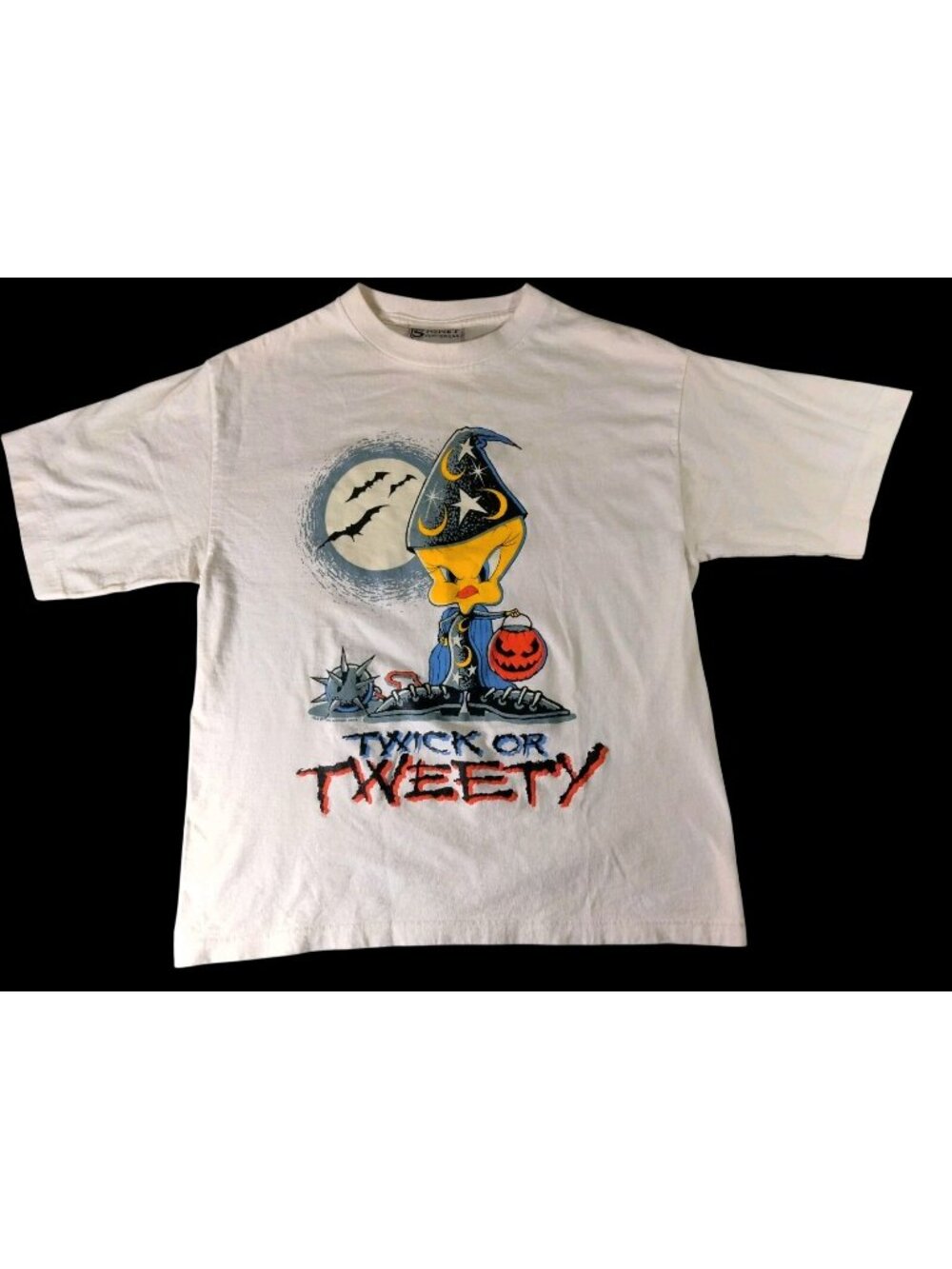 Vtg 90s 1993 Twick Or Tweety Bird Halloween Graphic T Shirt L/XL Wizard Y2K